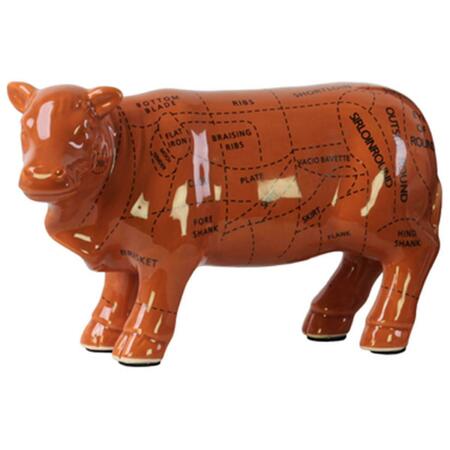 URBAN TRENDS COLLECTION 4 x 6.75 x 12 in. Ceramic Beef Cut Chart Figurine - Gloss Finish, Brown 43046